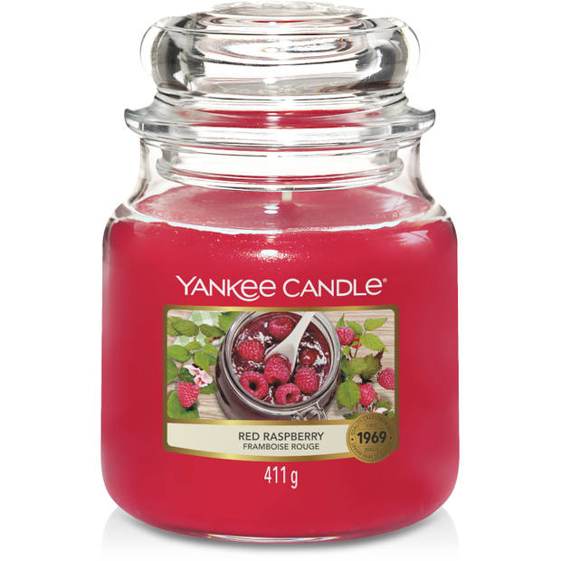 Yankee Candle Geurkaars Medium Red Raspberry - 13 cm / ø 11 cm