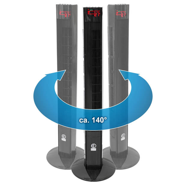 Ventilator op voet met LED-display en afstandsbediening 45W, 116 cm, zwart