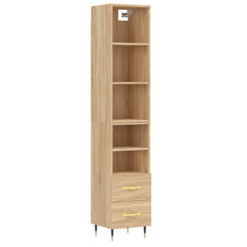 vidaXL Hoge kast 34,5x34x180 cm bewerkt hout sonoma eikenkleurig