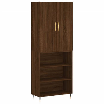 vidaXL Hoge kast 69,5x34x180 cm bewerkt hout bruin eikenkleur