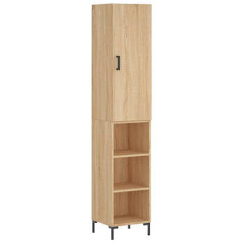 vidaXL Hoge kast 34,5x34x180 cm bewerkt hout sonoma eikenkleurig