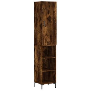 vidaXL Hoge kast 34,5x34x180 cm bewerkt hout gerookt eikenkleurig