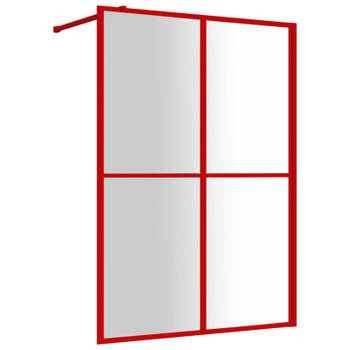 vidaXL Inloopdouchewand transparant 140x195 cm ESG-glas rood