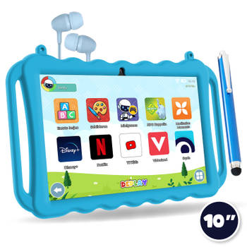 DEPLAY Kids Tablet PRO - Kindertablet - 6000 mAh - Pen, Beschermhoes & Screenprotector - Android 13 - 10 Inch - Blauw
