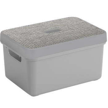 Sunware Opbergbox/mand - lichtgrijs - 5 liter - met deksel - Opbergbox