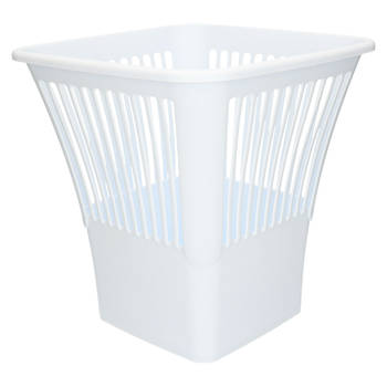 Plasticforte Afvalbak/vuilnisbak/kantoor prullenbak - plastic - wit - 30 cm - Prullenmanden