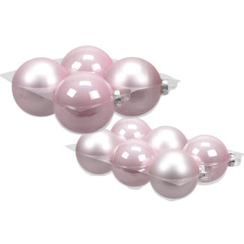 20x stuks roze glazen kerstballen 8 en 10 cm mat/glans - Kerstbal