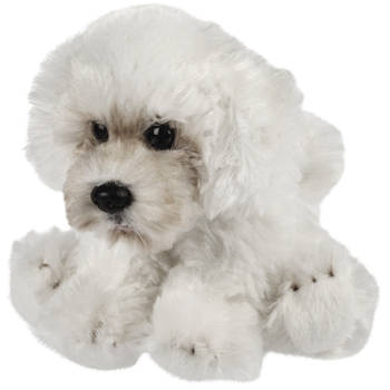 Suki Gifts Pluche knuffeldier hond - Maltezer - creme wit - 13 cm - huisdieren thema - Knuffel huisdieren