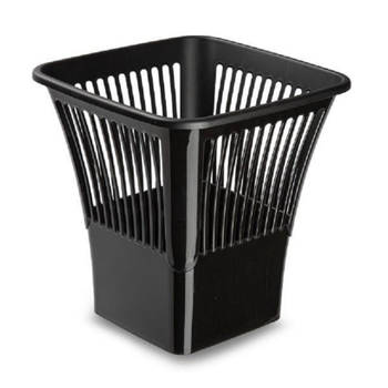 Plasticforte Afvalbak/vuilnisbak/kantoor prullenbak - plastic - zwart - 30 cm - Prullenmanden