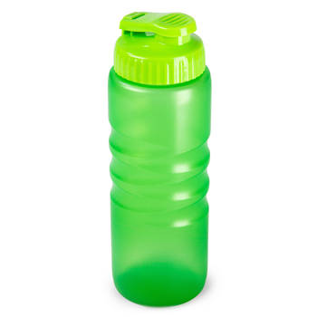 Plasticforte Drinkfles/waterfles/bidon - 650 ml - transparant/groen - kunststof - Drinkflessen