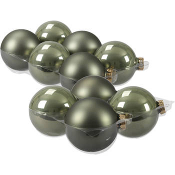 20x stuks glazen kerstballen graniet groen 8 en 10 cm mat/glans - Kerstbal