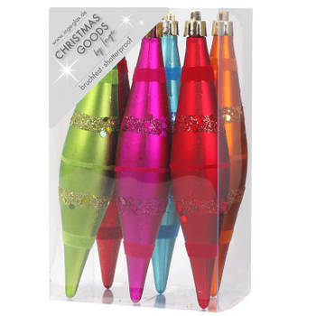 Inge goods Kerstballen - 6 stuks - pegels - gekleurd - 15 cm - Kersthangers