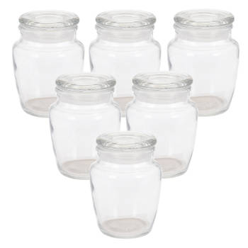 Kruidenpotjes/voorraadpotjes - 12x stuks - glas - transparant - 150 ml - Voorraadpot