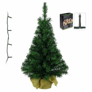 Volle kerstboom/kunstboom 75 cm inclusief warm witte verlichting - Kunstkerstboom
