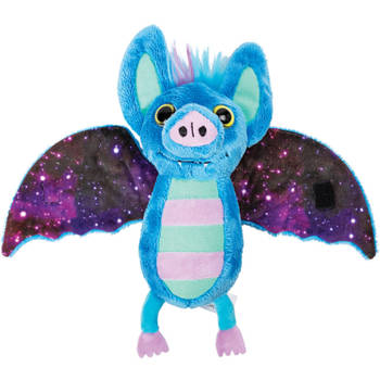 Suki Gifts Pluche knuffeldier vleermuis - lichtblauw/paars - 17 cm - speelgoed - Knuffeldier