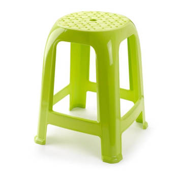 PlasticForte Keukenkrukje/opstapje - Handy Step - groen - kunststof - 37 x 37 x 46 cm - Huishoudkrukjes