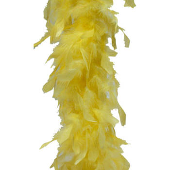 Carnaval verkleed veren Boa kleur geel 180 cm - Verkleed boa