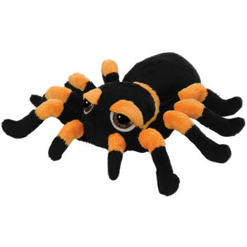 Suki gifts Pluche knuffel spin - tarantula - zwart/oranje - 33 cm - speelgoed - Knuffeldier