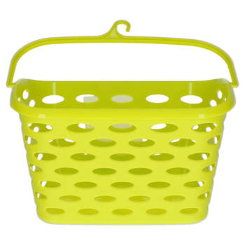 Plasticforte Wasknijpers ophang mandje aan haak - 26 x 15 x 21 cm - groen - kunststof - knijperszakken