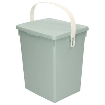 Excellent Houseware Gft afvalbakje voor aanrecht - 5,5L - klein - mintgroen - afsluitbaar - compostbakje - Prullenbakken