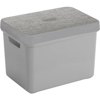 Sunware Opbergbox/mand - lichtgrijs - 18 liter - met deksel - Opbergbox