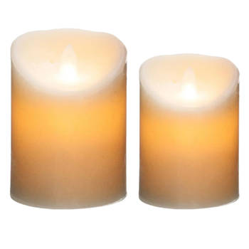 Led stompkaarsen set - 2x stuks - Warm licht - 10 en 14,5 cm - LED kaarsen