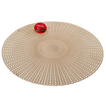 Ronde kunststof dinner placemats goud-kleur met diameter 40 cm - Placemats