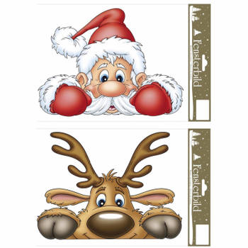 2x stuks velletjes kerst raamstickers 21 x 32 cm - Feeststickers