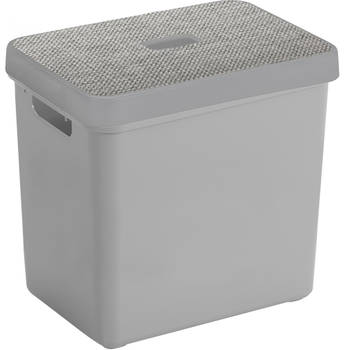 Sunware Opbergbox/mand - lichtgrijs - 25 liter - met deksel - Opbergbox