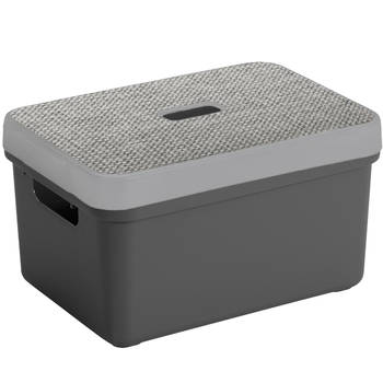 Sunware Opbergbox/mand - antraciet - 5 liter - met deksel - Opbergbox