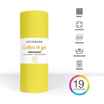 Jacobson - Hoeslaken - 90x200cm - Jersey Katoen - tot 25cm matrasdikte - Geel