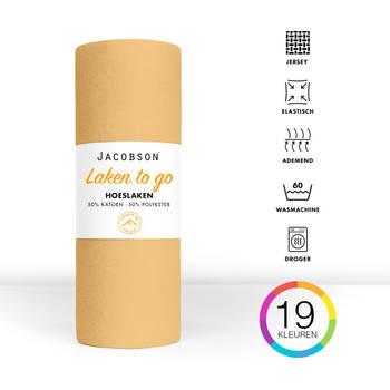 Jacobson - Hoeslaken - 130x200cm - Jersey Katoen - tot 23cm matrasdikte - Beige