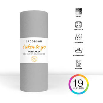 Jacobson - Hoeslaken - 200x200cm - Jersey Katoen - tot 23cm matrasdikte - Grijs