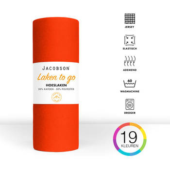 Jacobson - Hoeslaken - 180x200cm - Jersey Katoen - tot 25cm matrasdikte - Oranje