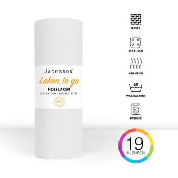Jacobson - Hoeslaken - 120x200cm - Jersey Katoen - tot 25cm matrasdikte - Wit