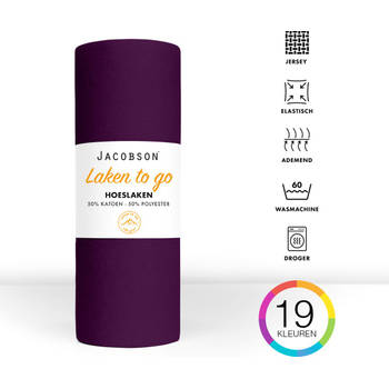 Jacobson - Hoeslaken - 140x200cm - Jersey Katoen - tot 25cm matrasdikte - Paars