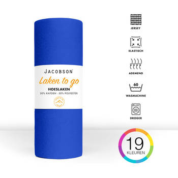 Jacobson - Hoeslaken - 200x200cm - Jersey Katoen - tot 23cm matrasdikte - Koningsblauw