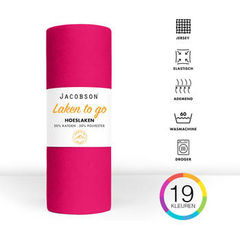 Jacobson - Hoeslaken - 100x200cm - Jersey Katoen - tot 23cm matrasdikte - Felroze