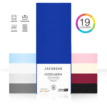 Jacobson PREMIUM - Jersey Hoeslaken - 90x200cm - 100% Katoen - tot 25cm matrasdikte - Koningsblauw