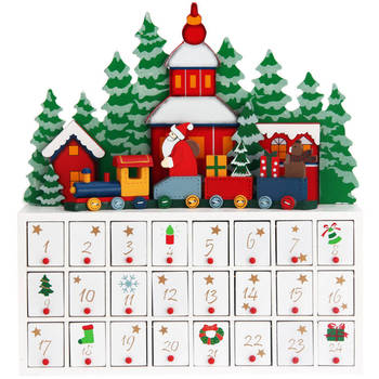 Advent kalender kerstlandschap met lades, kerst advent kalender