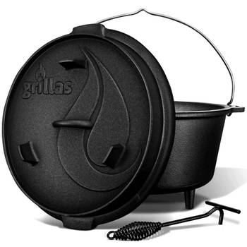 Grillas- Dutch Oven, 9L, BBQ pan, gietijzer, met pootjes, C