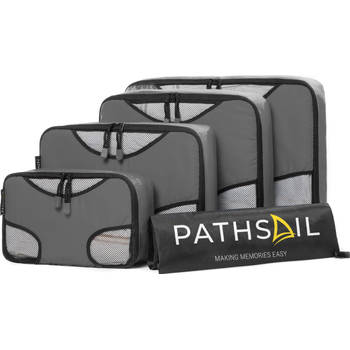 Pathsail® Packing Cubes Set 5-Delig - Bagage Organizers - Koffer organizer set - Inclusief was tas - Dark grey