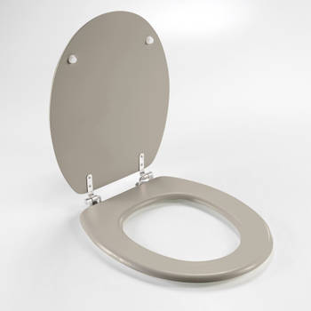 Wicotex - Toiletbril - WC bril MDF - Hout mat Taupe - Inclusief metallic scharnieren.