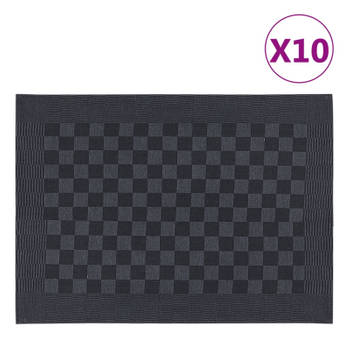 vidaXL Keukendoeken 10 st 50x70 cm katoen zwart en grijs