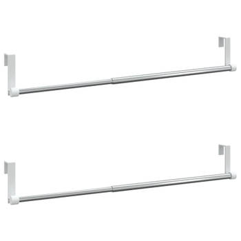 vidaXL Gordijnrails 2 st 40-60 cm aluminium wit en zilverkleurig