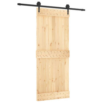 vidaXL Schuifdeur met beslag 85x210 cm massief grenenhout