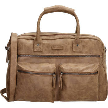 Handtas: Dames Kunstleer cognac - camel - Laptoptas Omhang Hand & Schoudertas Western Bag Laptoptas 15.6 inch - Hand &