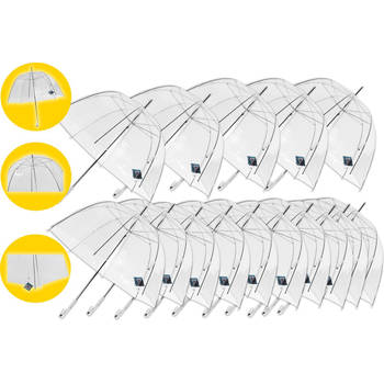 19 stuks Doorzichtig Transparant Paraplu 75 cm - Trouwparaplu voor Dames