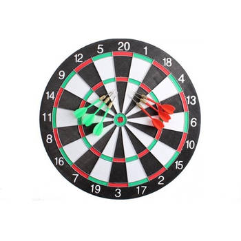Dartbord - 40,5 cm - tweezijdig - met 6 darts