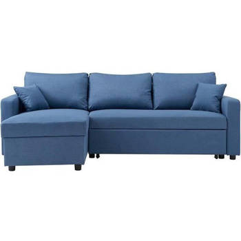 Owens slaapbank hoekbank - opbergruimte - blauw - 228 x 148 x 86 cm
